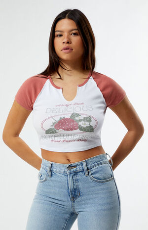 Delicious Strawberries Raglan T-Shirt image number 3