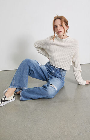 Light Blue Ripped Baggy Jeans image number 6