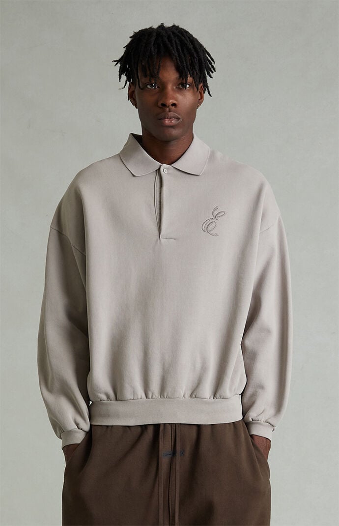Fear of God ESSENTIALS Smoke Grey Classic Polo Sweatshirt | Pacsun