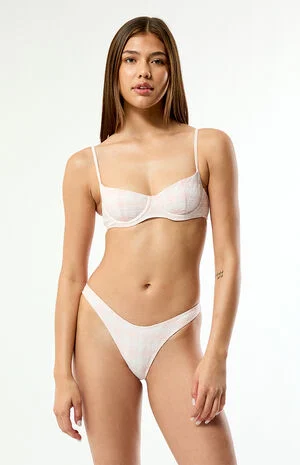 Pink & White Plaid Rae High Cut Bikini Bottom image number 1