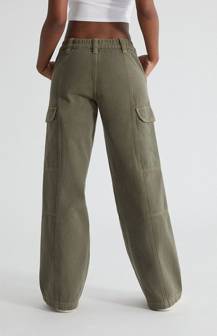 PacSun Olive Low Rise Puddle Cargo Pants PacSun