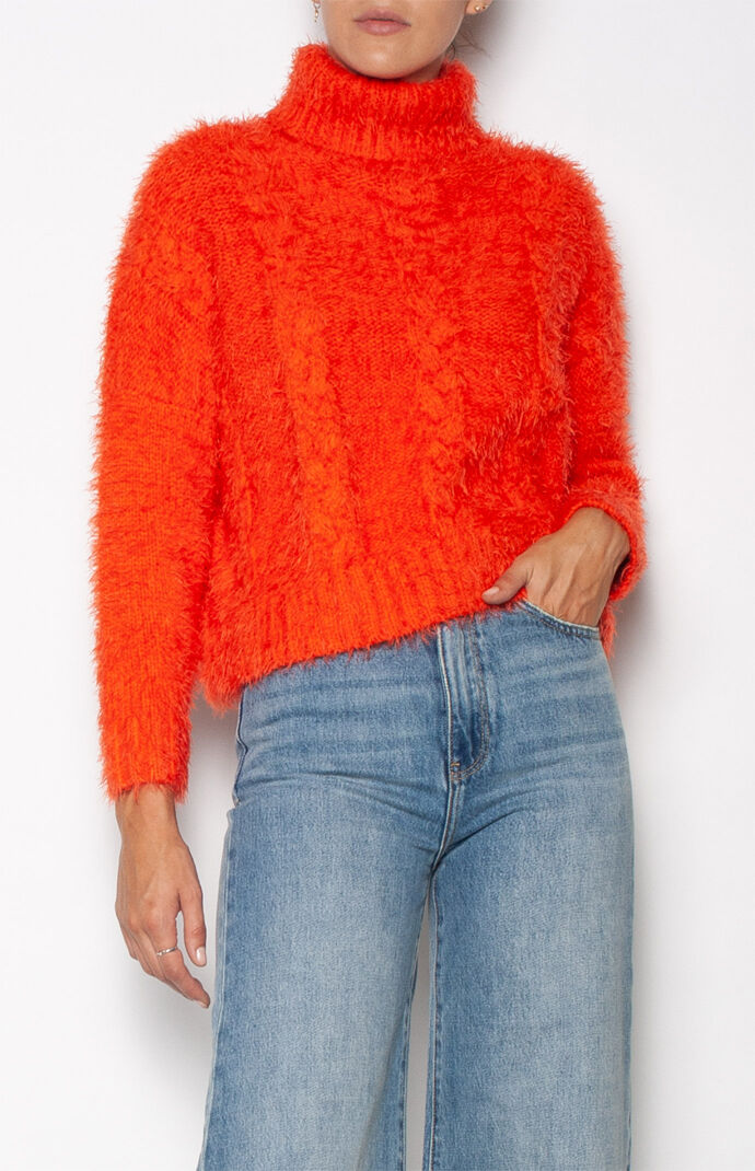 Cable Knit High Neck Sweater