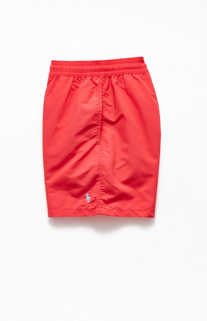 Red Solid 17" Swim Trunks