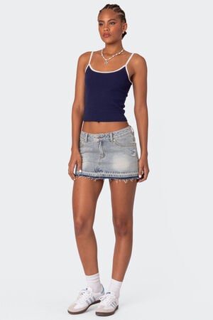 Priyanka Distressed Denim Mini Skirt image number 3