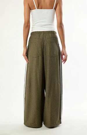 Olive Checks Loose Wide Leg Pants image number 4