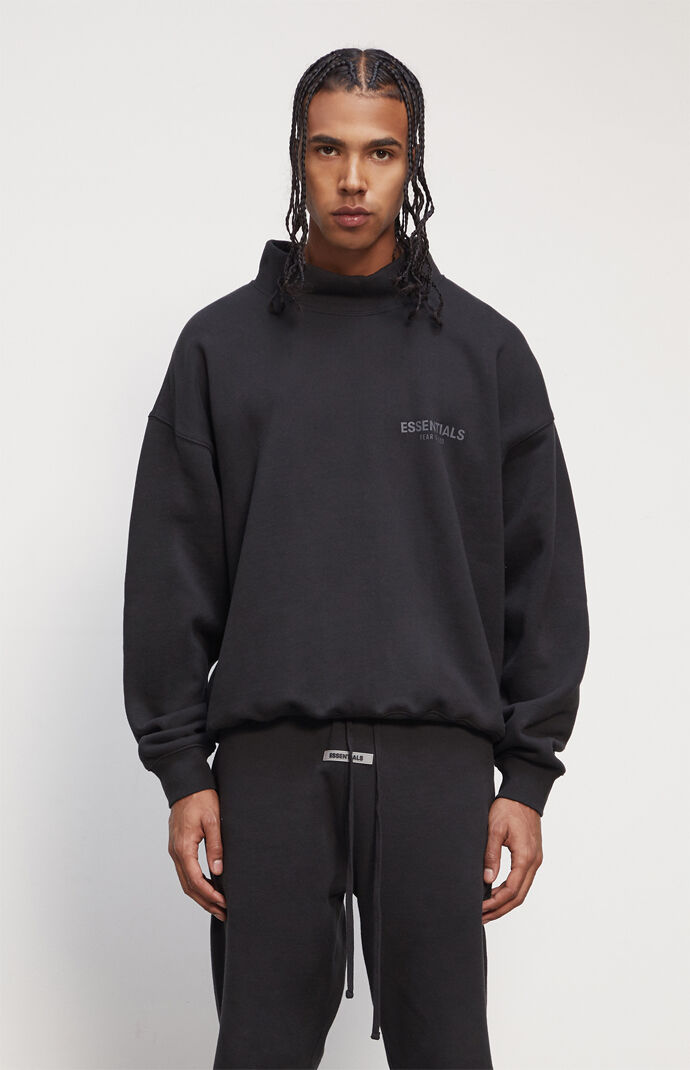 Black mock new arrivals neck sweatshirt