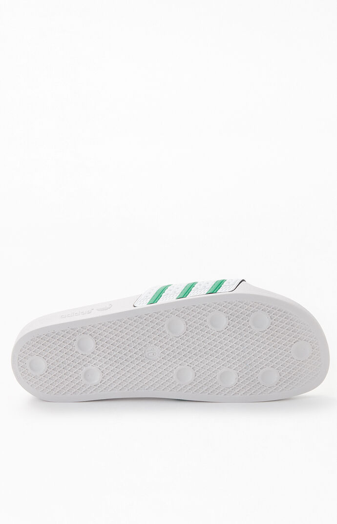 White & Green Adilette Slide Sandals