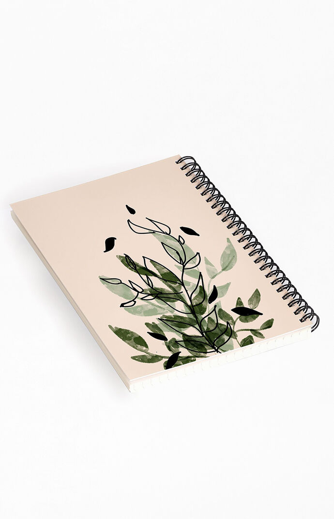 Aleeya Jones Green And Black Leaves Notebook
