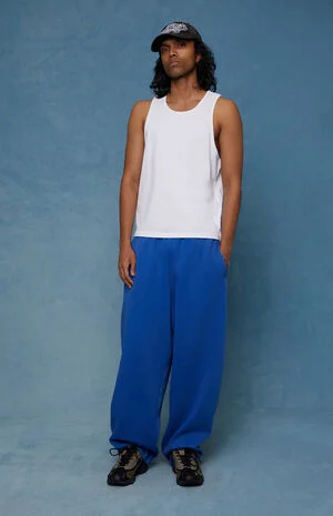 Blue Washed Fleece Extreme Baggy Sweatpants image number 1