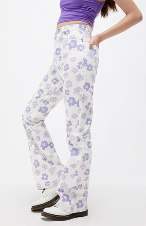 Daisy Print High Waisted Bootcut Jeans image number 3