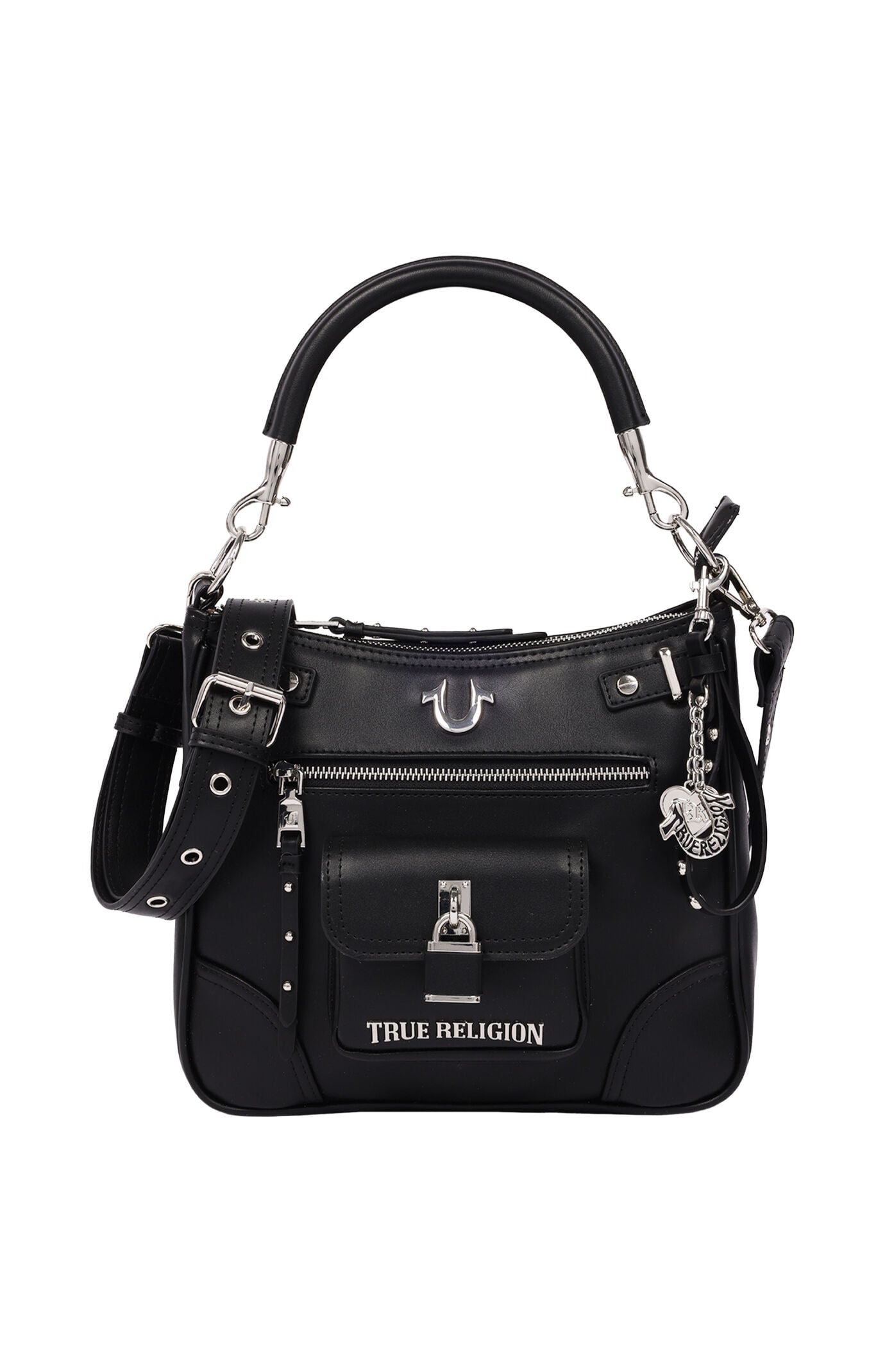 True Religion Black Moto Zip Hobo Bag