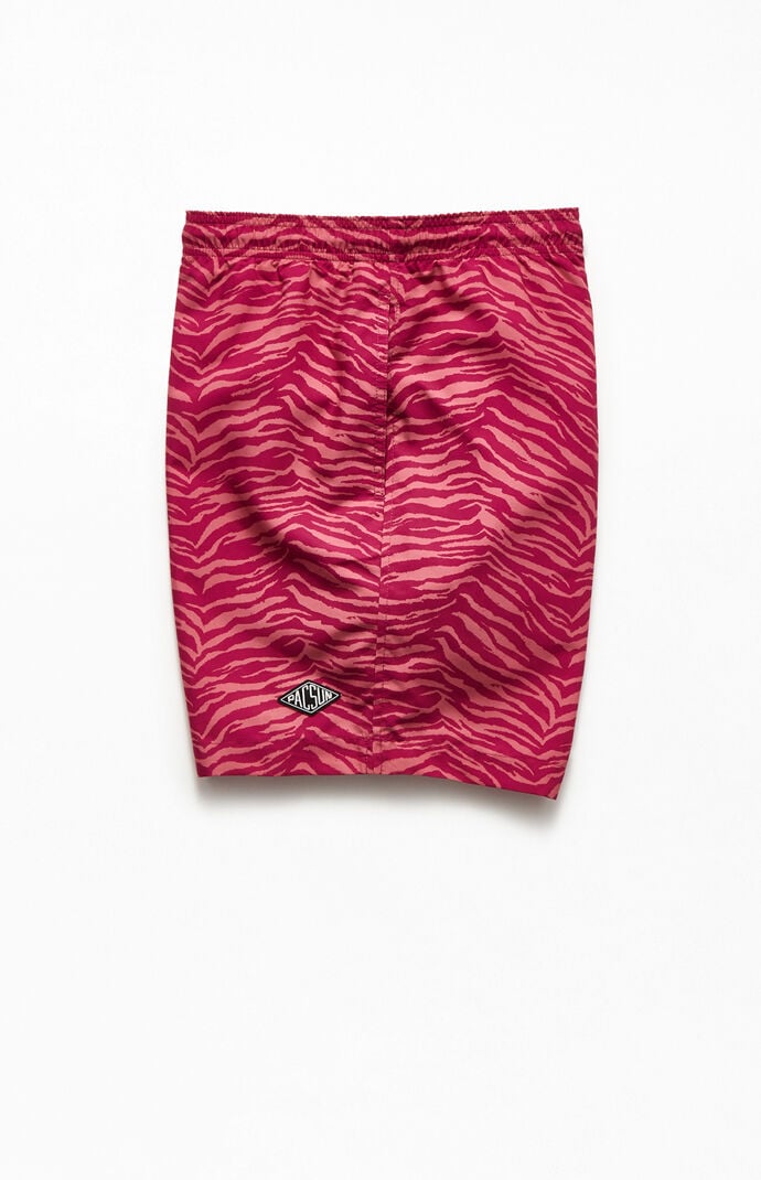 Pink Tiger Print 17" Swim Trunks