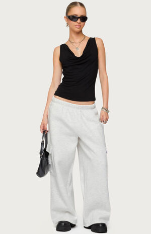 Petite Wide Leg Cargo Sweatpants image number 5