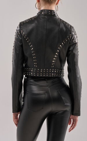 Silvina Black Butter Faux Leather Moto Jacket image number 4
