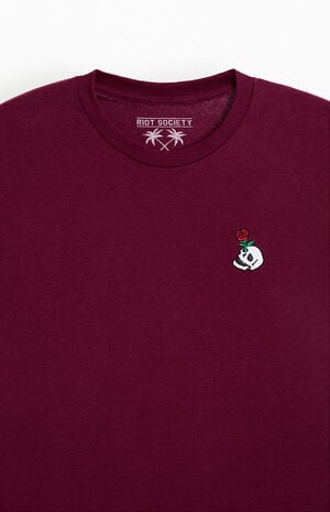 Red Rose Skull Embroidered T-Shirt image number 2