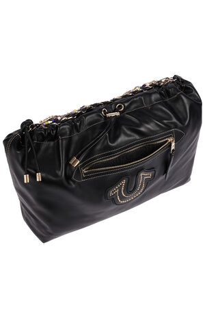 Black Vintage Chain Soft Hobo Bag image number 6