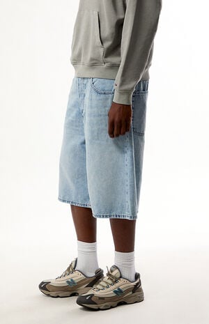 Theo Medium Blue Baggy Shorts image number 3