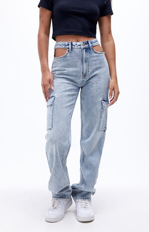 By PacSun Light Blue Cutout Carpenter Pants By PacSun Light Blue Cutout Carpenter Pants image number null