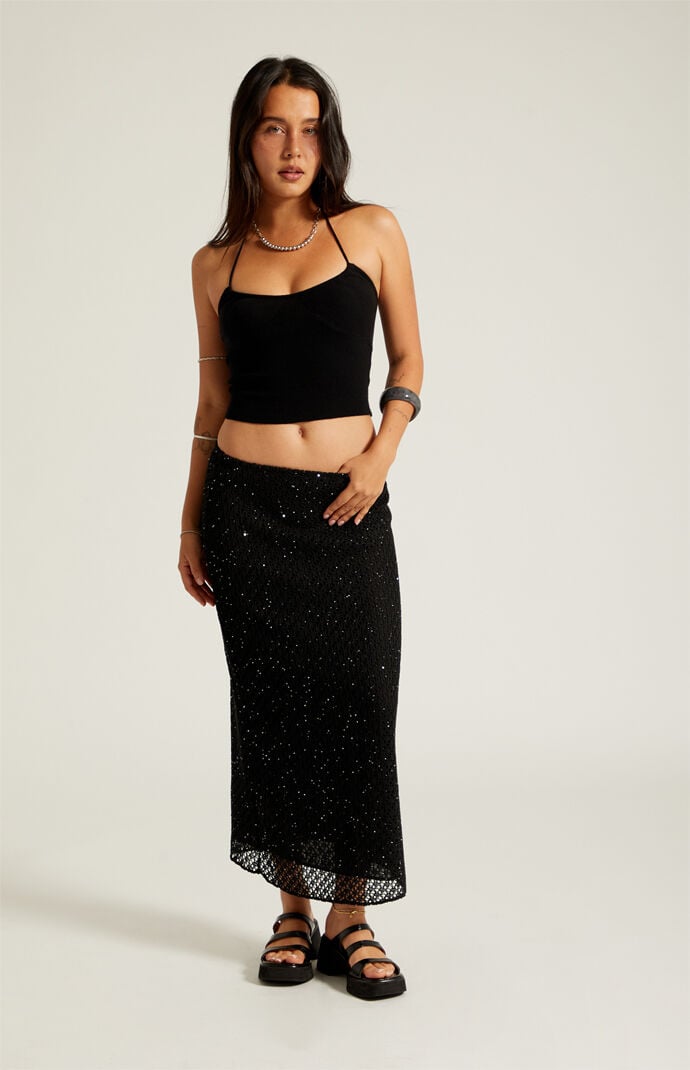 Beverly and Beck Sequin Midi Skirt