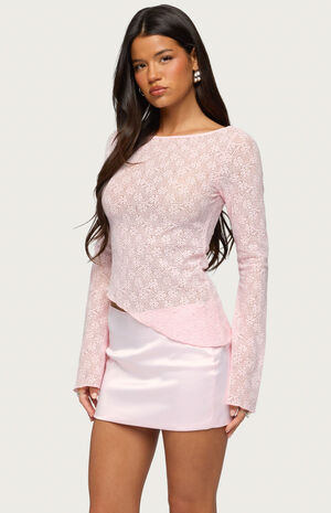 Mare Asymmetric Gem Sheer Lace Top image number 2