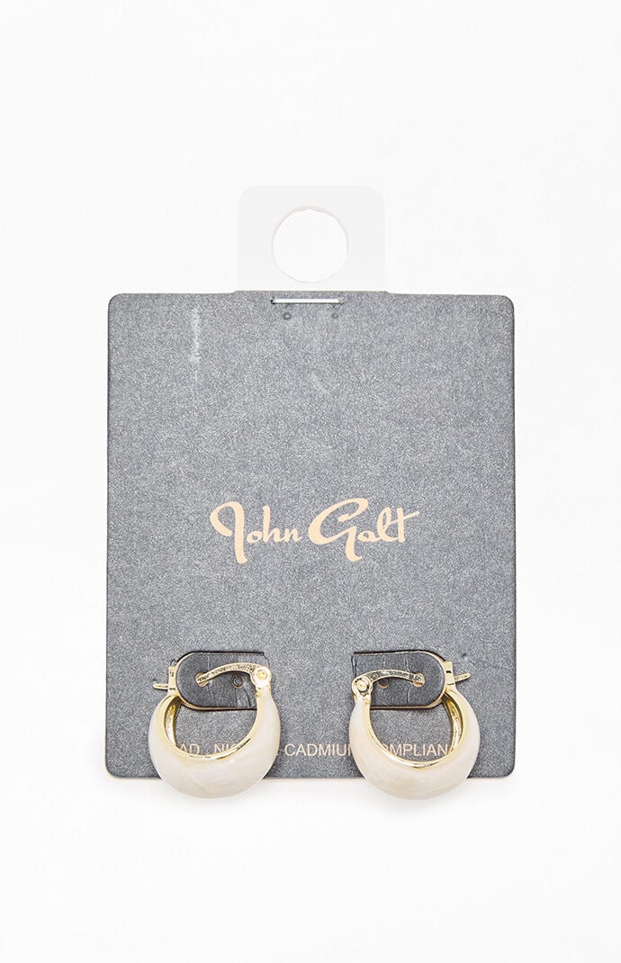 John Galt White Small Chunky Hoop Earrings