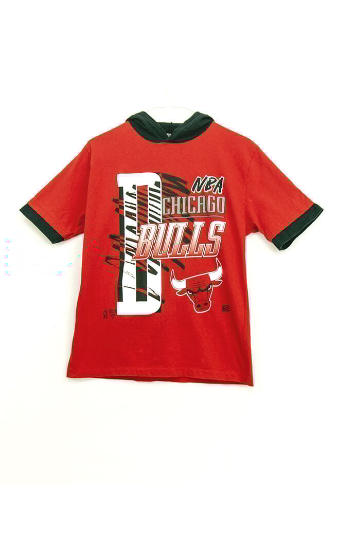 Upcycled Chicago Bulls Short Sleeve Hoodie