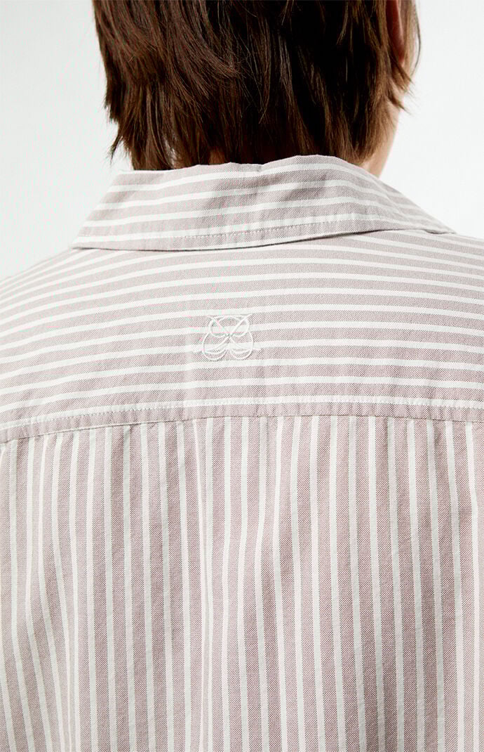 Pacsun Notice Striped Button Down Cropped Long Sleeve Shirt