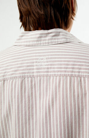 Notice Striped Button Down Cropped Long Sleeve Shirt image number 4