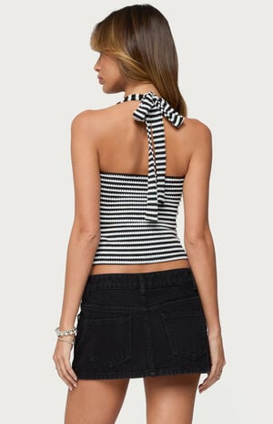 Lovina Textured Striped Halter Top image number 3