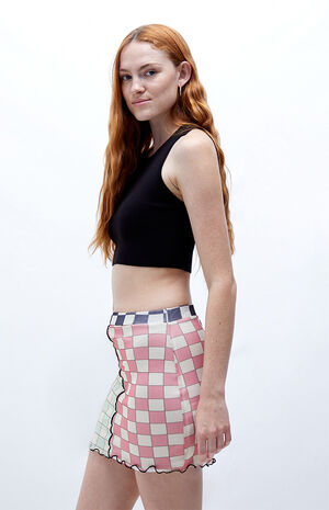 Mesh Checkered Mini Skirt image number 3