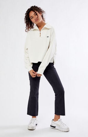 White Downtown Half Zip Sweatshirt image number 1