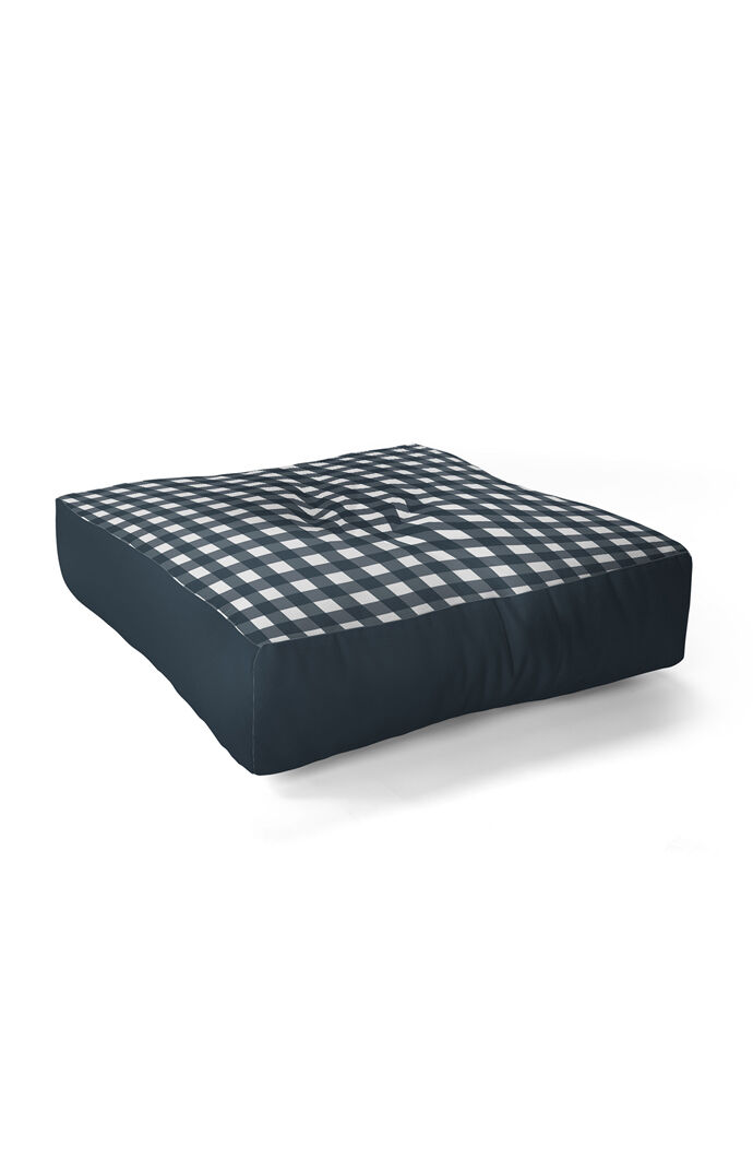 Navy Check Floor Pillow