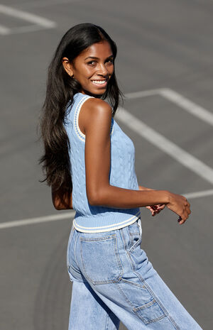 Blue & White Sweater Vest Blue & White Sweater Vest image number null