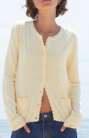 Yellow Zoe Scalloped Cardigan image number 2