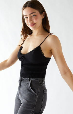 Lace Trim Sweater Tank Top image number 2
