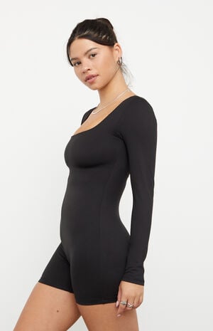 PAC WHISPER Active Black Cindee Long Sleeve Short Onesie image number 3