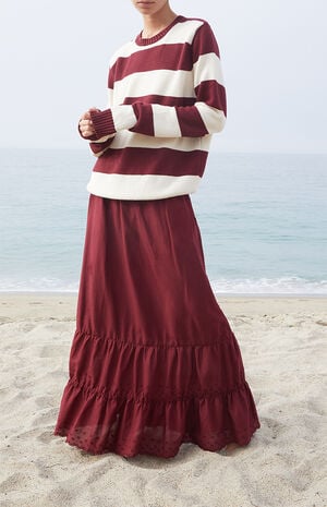 Martha Burgundy Striped Sweater image number 1