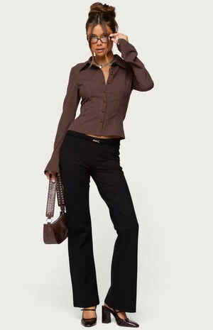 Pinstripe Tailored Button Up Shirt image number 5