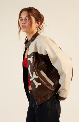 Faux Leather Oversized Moto Jacket image number 3