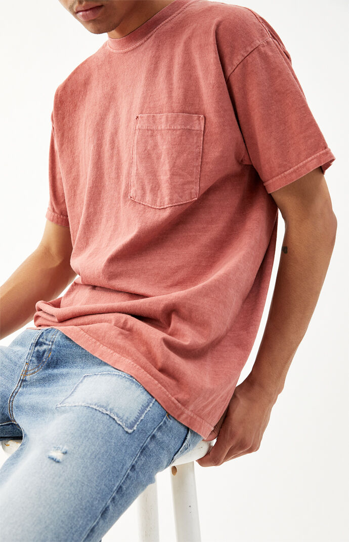 PacSun Red Vintage Wash Pocket T Shirt PacSun