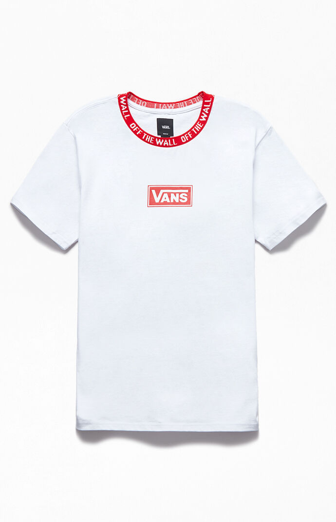 vans white and red shirt