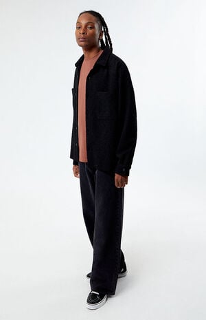 Oversized Wooly Solid Shacket image number 3