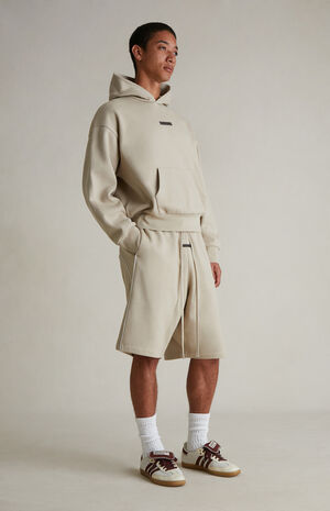 Timber & Cloud White Basketball Fleece Sweat Shorts image number 2