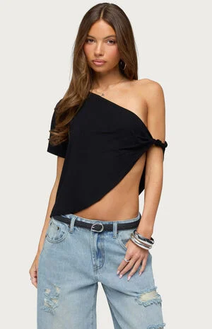 Asymmetric Twisted Off-The-Shoulder Top image number 1