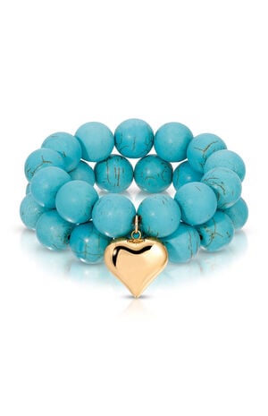 Luck & Love Turquoise Elastic Bracelet Set image number 1
