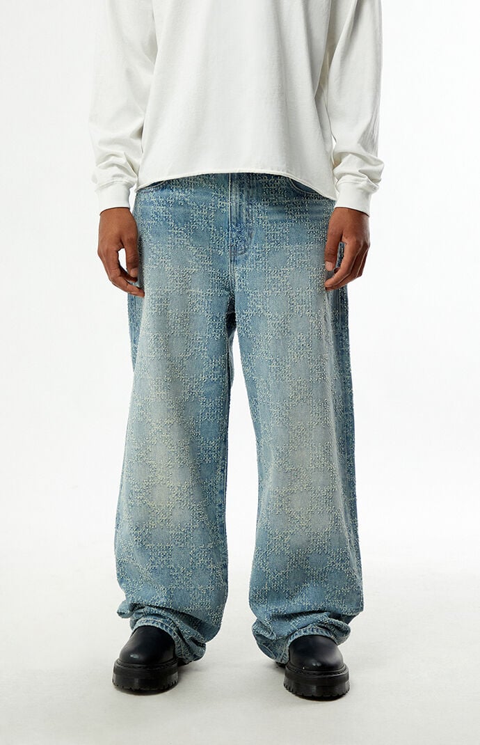 Pacsun Blake Extreme Baggy Jeans Textured Tinted Light Blue