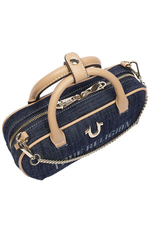 Bentley Denim and Faux Leather Mini Satchel Bag image number 7