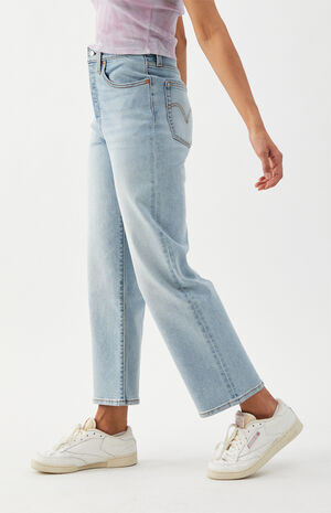 Medium Indigo Ribcage Straight Leg Jeans image number 4