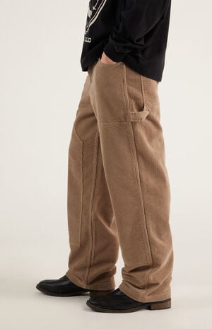 Tan Corduroy Baggy Carpenter Pants image number 4