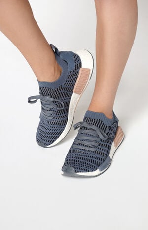 Women's Blue NMD_R1 STLT Primeknit Sneakers image number 1